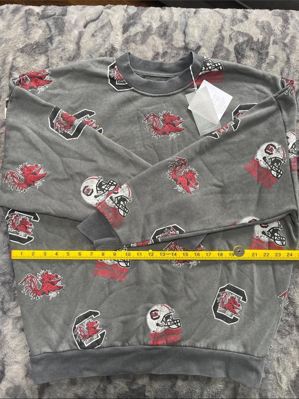 Game day Couture Gray South Carolina Gamecocks Allover Print Crewneck Sweatshirt - Picture 3 of 8